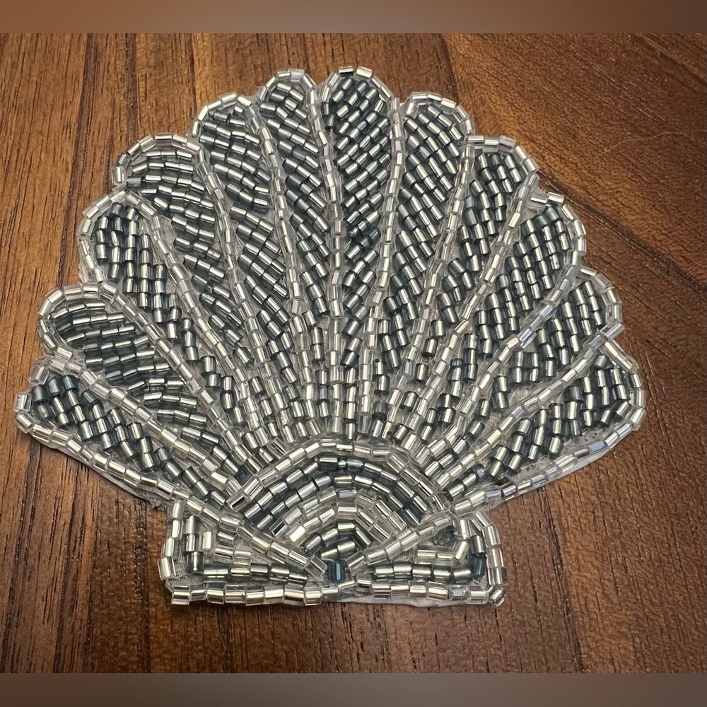 Set of Four Beaded Shell Coasters - Picture 2 of 4